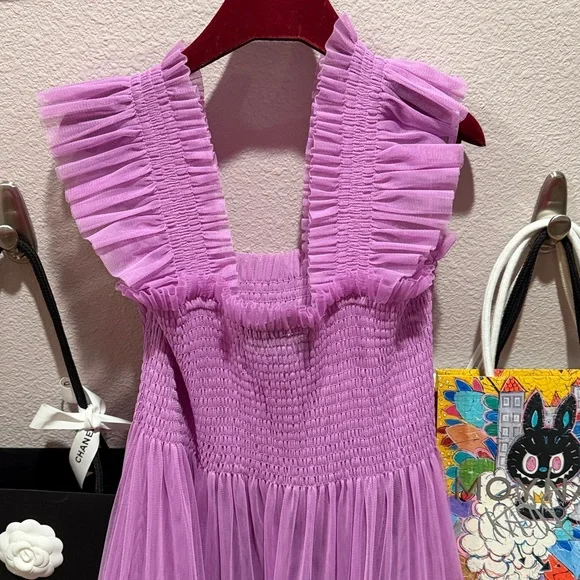 Hill House Home Lilac Ruffled Smocked tulle Dress - Picture 4 of 5